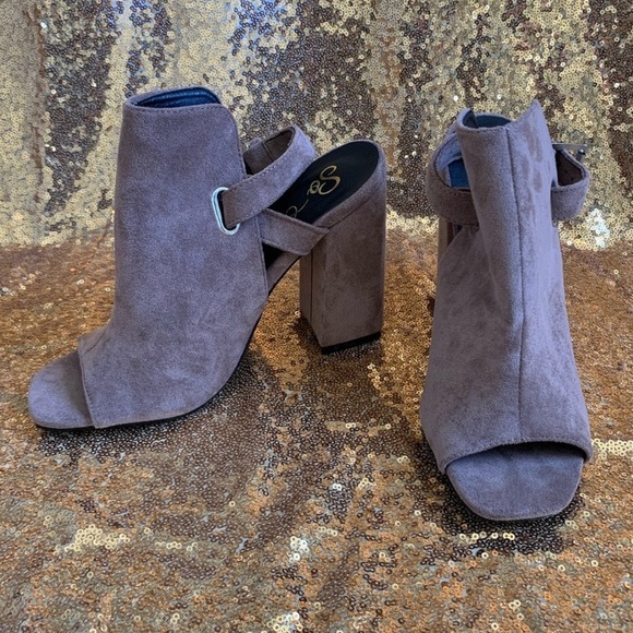 SO ME • Faux Suede Open Toe Heeled Booties - Picture 4 of 5